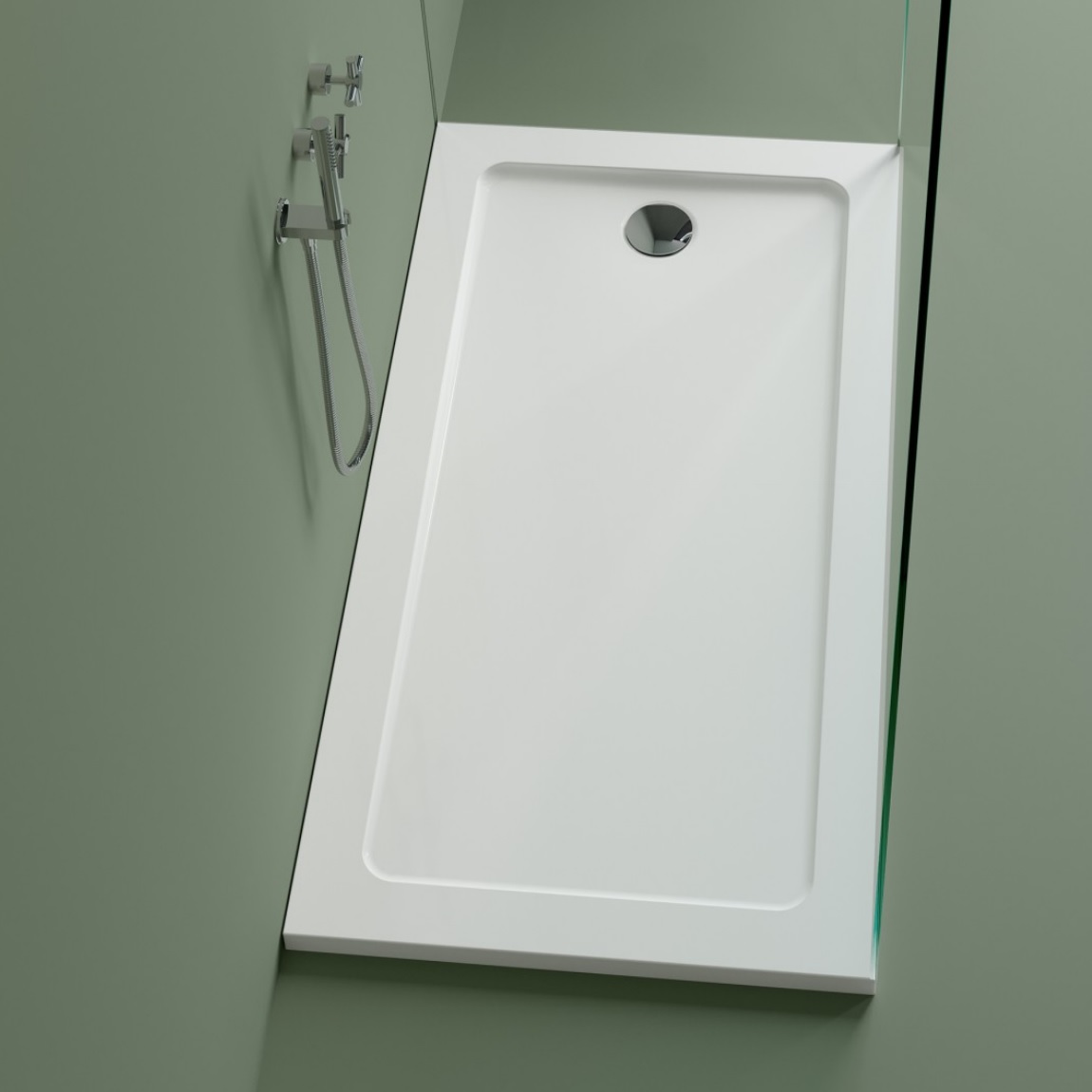 Marmite 00996032BL SB-6032 60" L X 32" W X 1-3/4" H Shower Base without Overflow in White