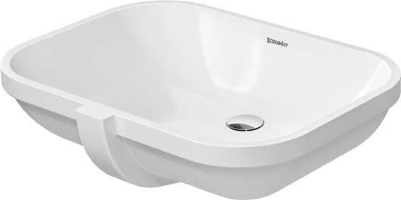 Duravit 0338560000 D-Code 22-7/8 " L X 16-7/8" W X 8-1/4" H Rectangular Ceramic Undermount Bathroom Sink with Overflow in White