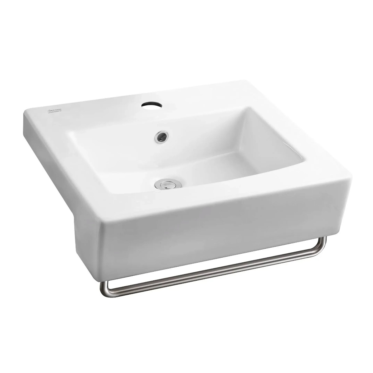 American Standard 0342001.020 Boxe® 20" L X 18" W X 6" D Rectangular Semi-Countertop Bathroom Sink with Center Single Hole and Overflow in White