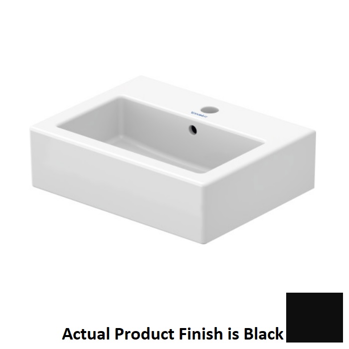 Duravit 07044508001 Vero 17-3/4" l X 13-3/4" X 6-1/4" Wall Mounted Rectangular Handrinse Washbasin with Overflow in Black