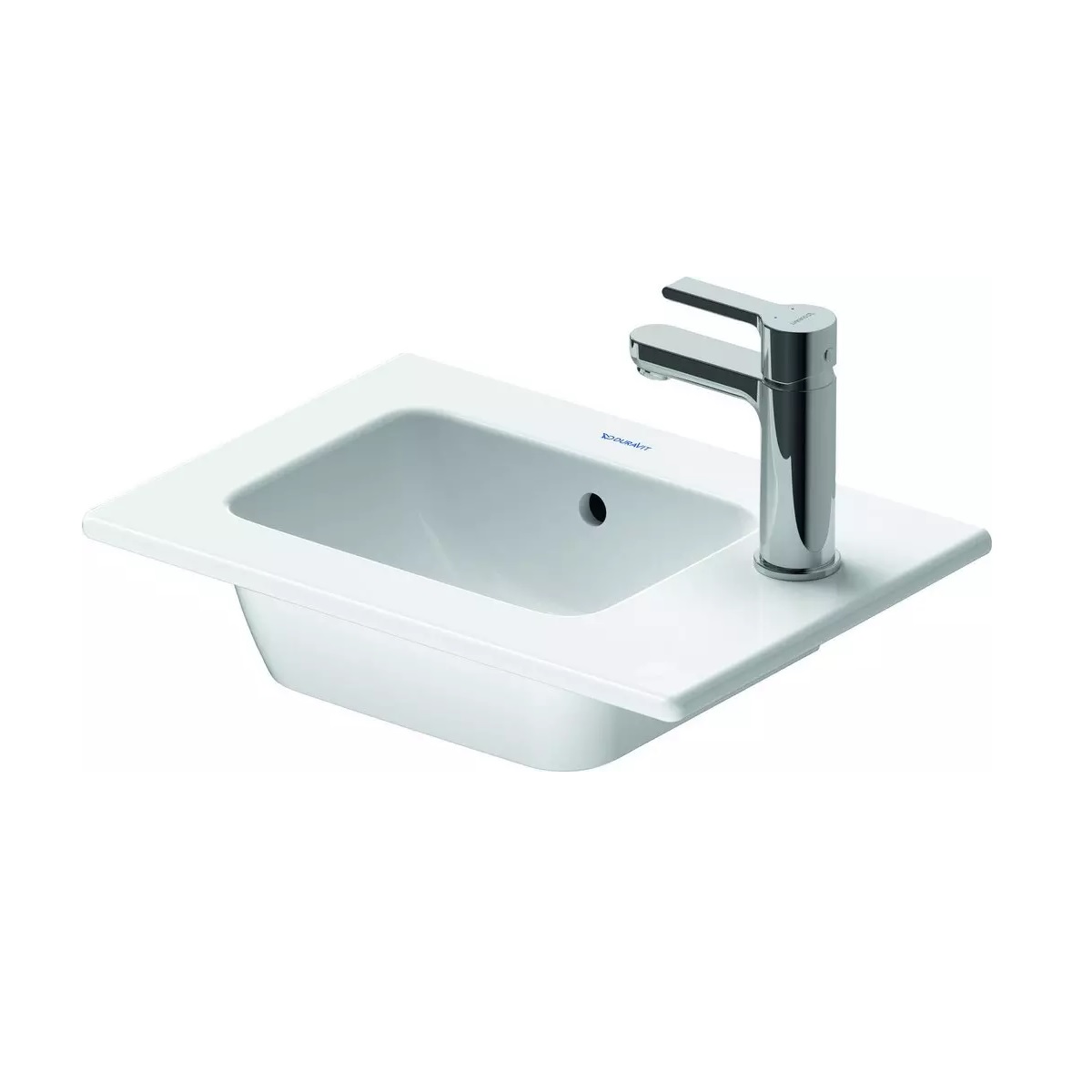 Duravit 0723433200 Me By Starck 16-7/8" L X 11-3/4" W X 5-7/8" H Single Hole Handrinse Vanity Top with Basin and Overflow in White