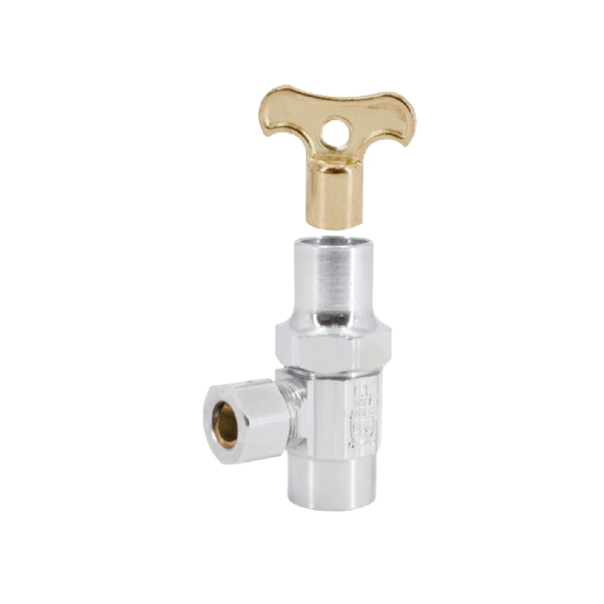 Legend 114-146NL 1/2" Sweat  X 3/8" OD S581LS No Lead Chrome Brass Angle Multi-Turn Stop Valve Lockshield