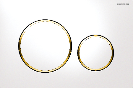 Geberit 115.882.KK.1 Sigma 20, 1.6 / 0.8 GPF Dual Flush Actuator Plate in White with Polished Gold Accent