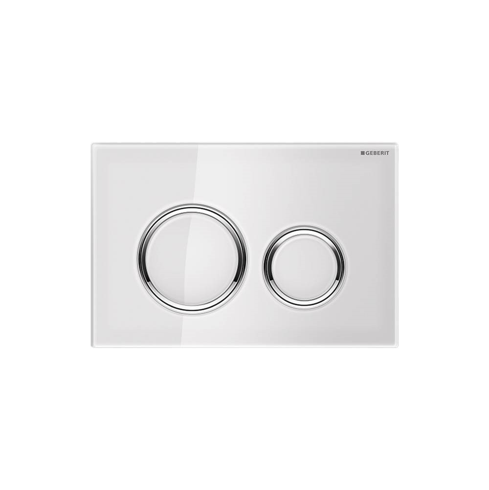 Geberit 115.884.SI.1 Sigma21 Dual-Flush Plates for Sigma Series In-Wall Toilet Systems, White Glass with Polished Chrome Accent Finish