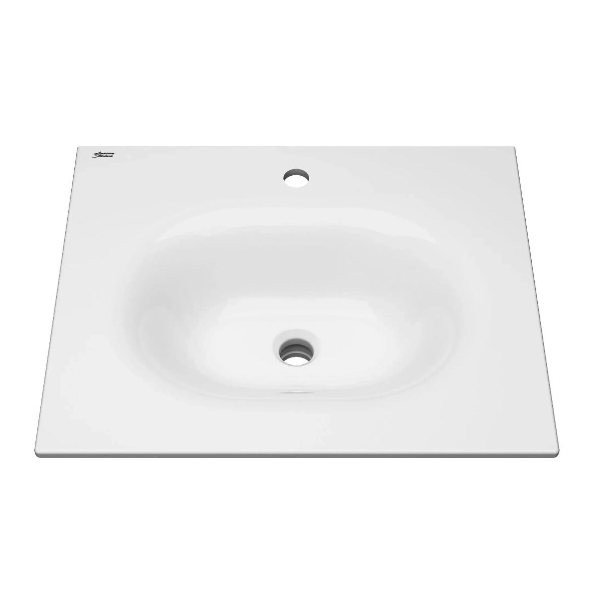 American Standard 1297001.020 Studio® S 24" L X 20" W X 6" H Drop In Center Faucet Hole Vanity Sink Top Only with Front Overflow in White (Vanity Base Sold Separately)