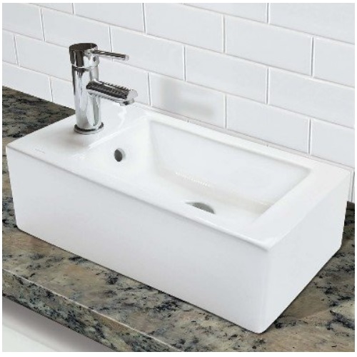 DecoLav 1486R-CWH Allona 19-7/8" Vessel Bathroom Sink with Single Drilled Hole and Overflow in Ceramic White (Sink only – Faucet not included)