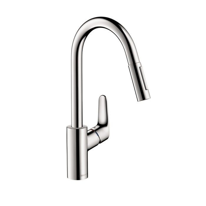 Hansgrohe 04505000 Focus 1.75 GPM HighArc Single-Handle Pull-Down Kitchen Faucet with 2-Spray in Polished Chrome