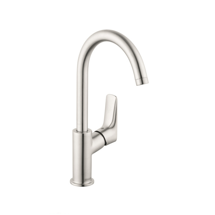Hansgrohe 71130821 Logis Single-Hole Faucet 210 with Swivel Spout and Pop-Up Drain, 1.2 GPM in Brushed Nickel