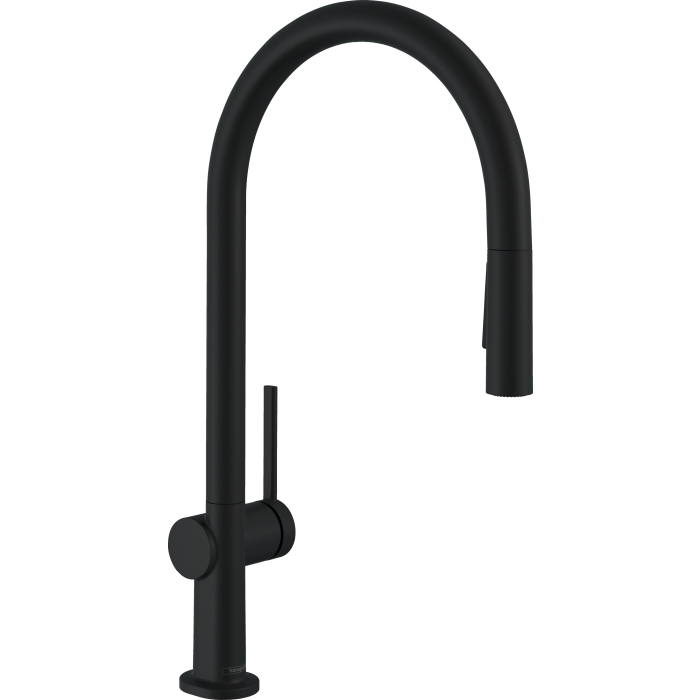 Hansgrohe 72800671 Talis N 1.75 GPM Deck Mounted HighArc O-Style 2-Spray Pull Down Kitchen Faucet with Single Lever in Matte Black