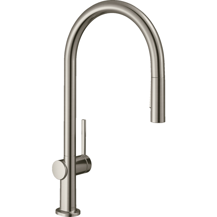 Hansgrohe 72800801 Talis N 1.75 GPM Deck Mounted HighArc O-Style 2-Spray Pull Down Kitchen Faucet with Single Lever in Steel Optic
