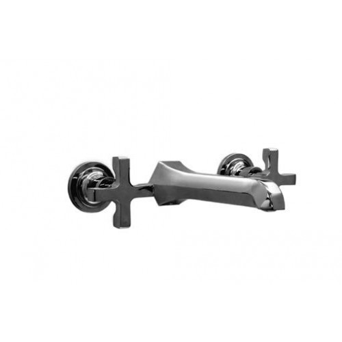 Harrington Brass Works 15-777-T-15-014 Chester Cross Wall Mount Lavatory Trim Faucet, Drain Not Included in Polished Nickel