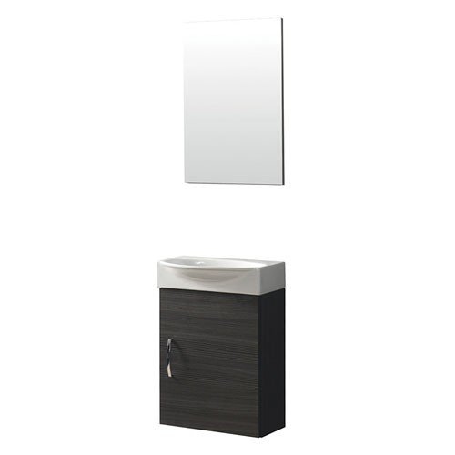 Aquabrass ABCB16101WH BoxUno 16" Wallmount Vanity with Ceramic Basin and Mirror - White