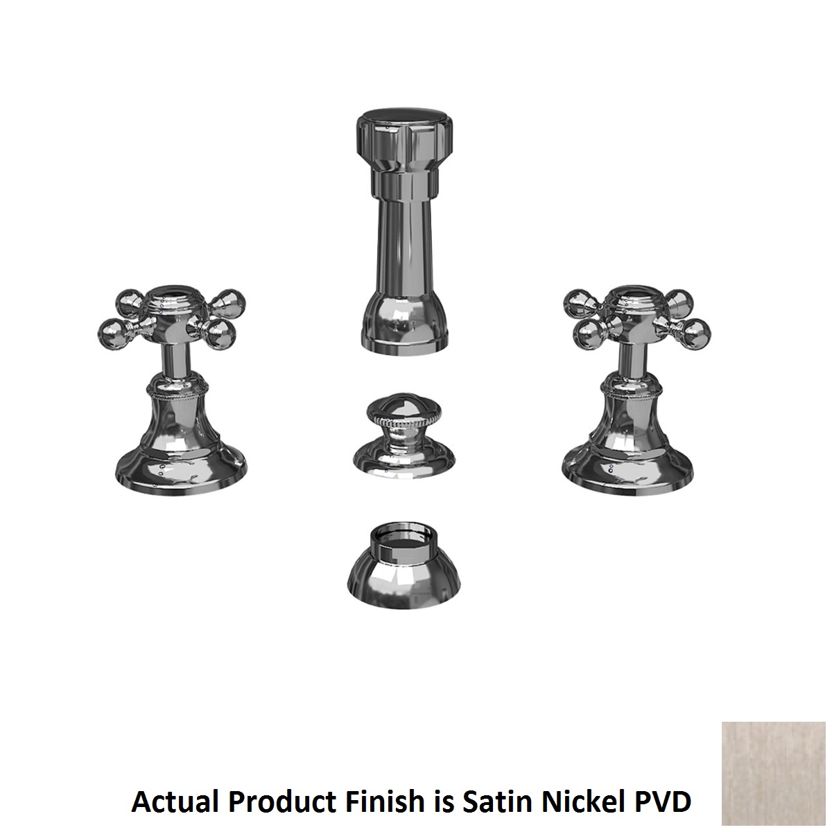 Newport Brass 1769/15S Victoria Two Handles Cross Metal Widespread Bidet Faucet with Vacuum Breaker in Satin Nickel PVD