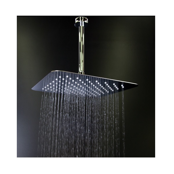 Lacava 1864-10 Eleganza 12" L X 12" H Ceilling Mount Tilting Square Rain Shower Head with Ultra Thin Edge and Flow Regulator 3.1 gal/m, 112 Rubber Nozzle in Polished Stainless Steel (Arm and flange sold separately)