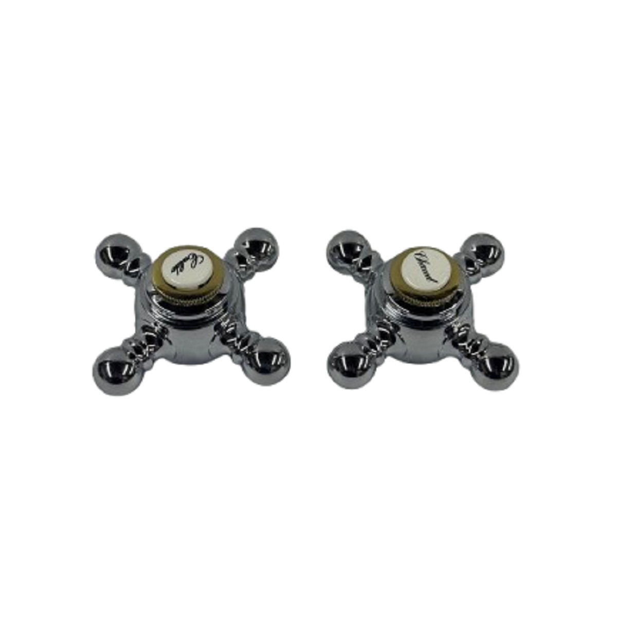 Two Pair Cross Handles in Polished Chrome/Polished Brass - Grohe 18.885.IR0 Sinfonia