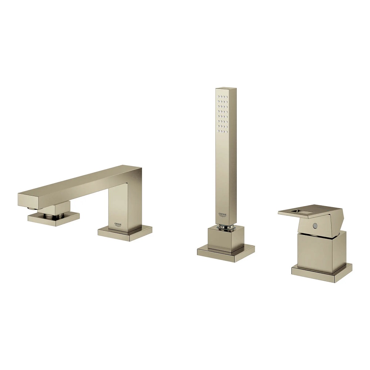 Grohe 19897EN1 Eurocube® Deck Mounted Four Hole Single Handle Roman Tub Faucet with 1.75 GPM Hand Shower in Brushed Nickel