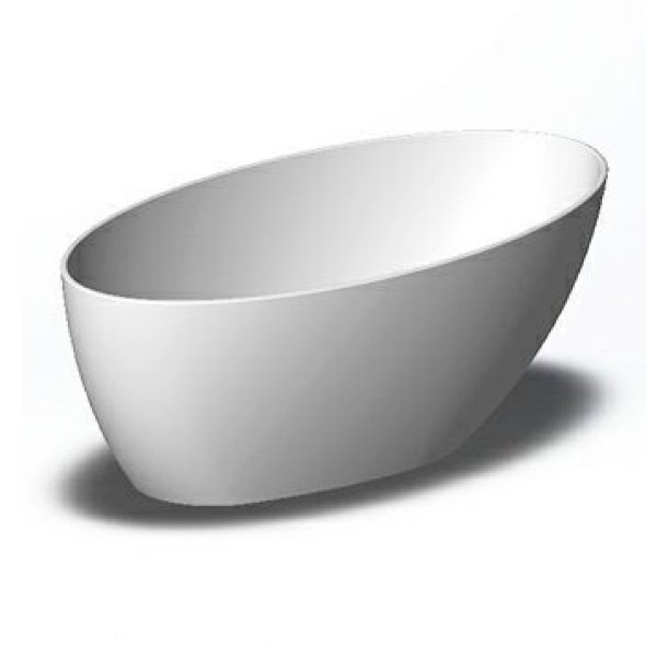 Zucchetti 1MUBI3CR.1900 Muse Freestanding Solid Surface Oval Soaker Bathtub in White