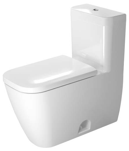Duravit 2121010001 Happy D.2 1.32 GPF 12" Rough-In Floor Mounted Dual Flush One Piece Elongated Toilet with Top Flush Button in White (Seat Sold Separately)