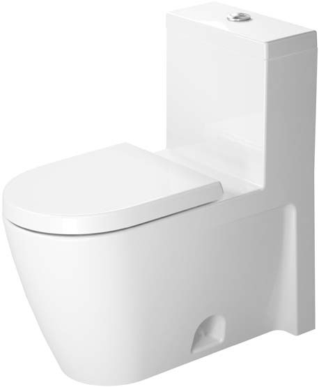 Duravit 2133010005 Starck 2 1.28 GPF Floor Mounted Elongated One Piece Toilet with Top Flush Button in White (Seat Sold Separately)