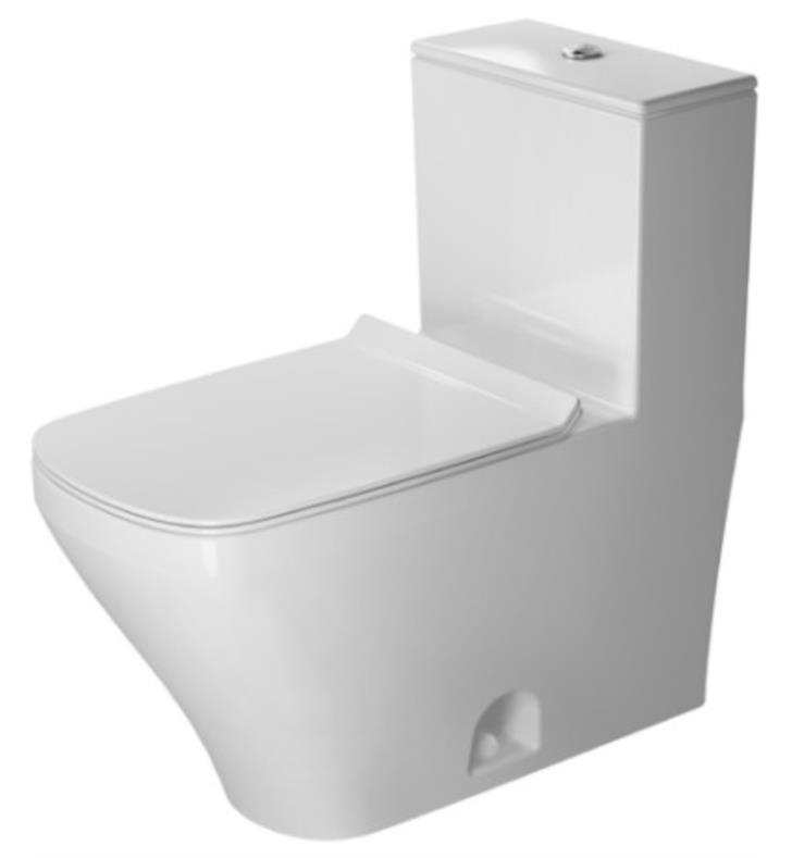 Duravit 2157012085 DuraStyle 1.28 GPF, 12" Rough-in One Piece Elongated Toilet with Top Single Flush Button in HygieneGlaze (Seat Sold Separately)