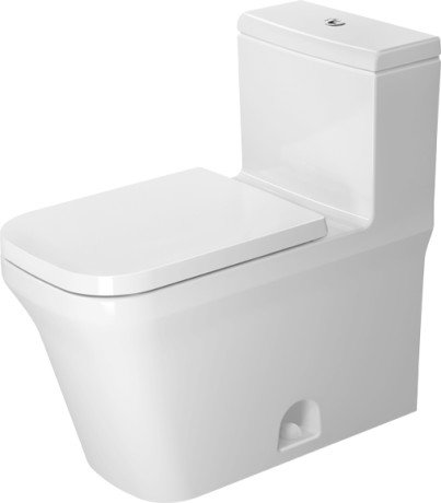Duravit 2175012085 P3 Comforts 1.28 GPF 12" Rough In Floor Mounted Rimless Elongated One Piece Chair Height Toilet with Top Flush Button in White (Seat Sold Separately)