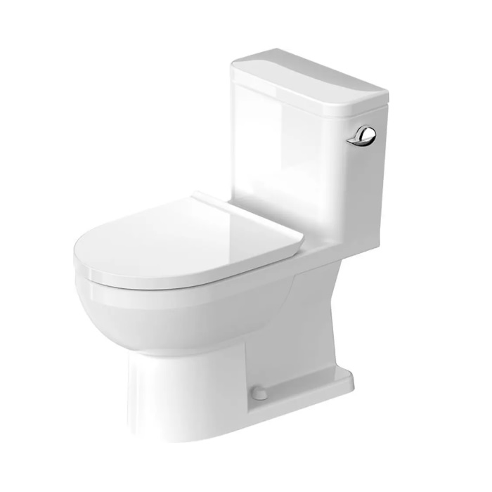 Duravit 21950100U4 DuraStyle Basic 14-3/75" L X 28-1/25" W X 29-1/25" H One Piece Elongated Chair Height Toilet with Right Hand Lever 1.28 GPF Less Seat in White