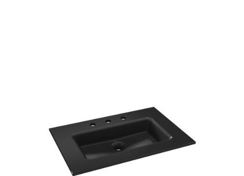 Robern TC28UCN20-8 Glass Sink, 28X19, 8" Widespread, Black