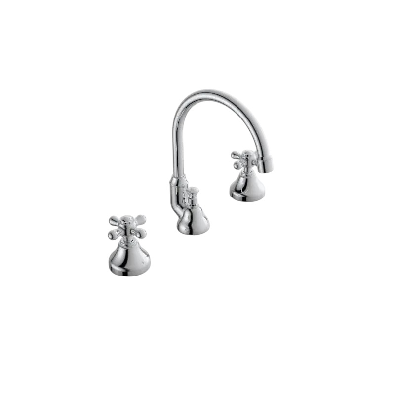 Zazzeri 220100CRCR Series 802 Cross Lever Handle Widespread Faucet with Pop Up Drain in Polished Chrome