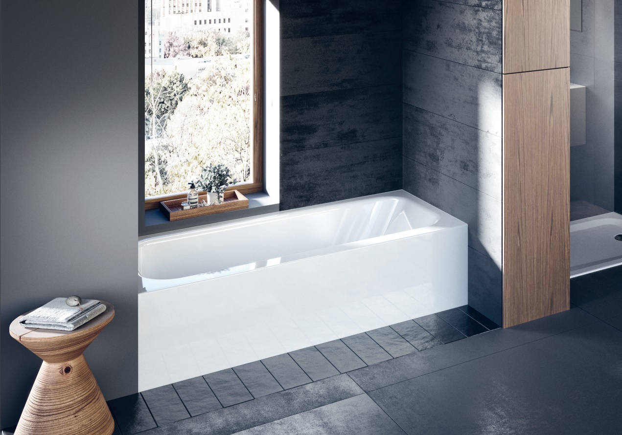 Schmidlin 2300-0003 Urban Classic Alcove Tub 60" L X 30" W X16" H with Left Drain and Tile Flange on 3 Sides in Gloss White