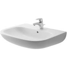 Duravit 23106500302 D-Code 26" L X 20" W X 7-1/8" H Rectangular Specialty Wall Mounted Bathroom Sink with Overflow and 3 Faucet Holes at 8" Centers in White
