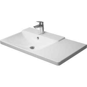 Duravit 2333850030 P3 Comforts 34" L X 20" W X 7" H Rectangular Wall Mounted Asymmetric Bathroom Vanity Top with Overflow in White (Vanity Base Sold Separately)