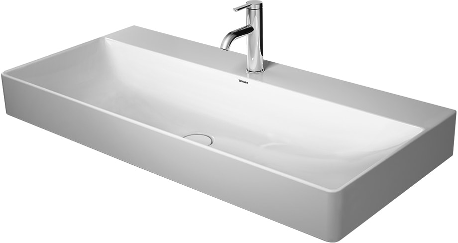 Duravit 2353100041 DuraSquare 39-3/8" L X 18-1/2" W X 5-3/4" H Rectangular Wall Mounted Bathroom Sink with Single Faucet Hole in White