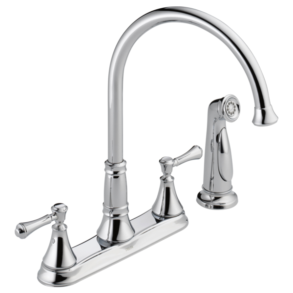 Delta 2497LF Cassidy Two Handle Kitchen Faucet With Spray In Chrome