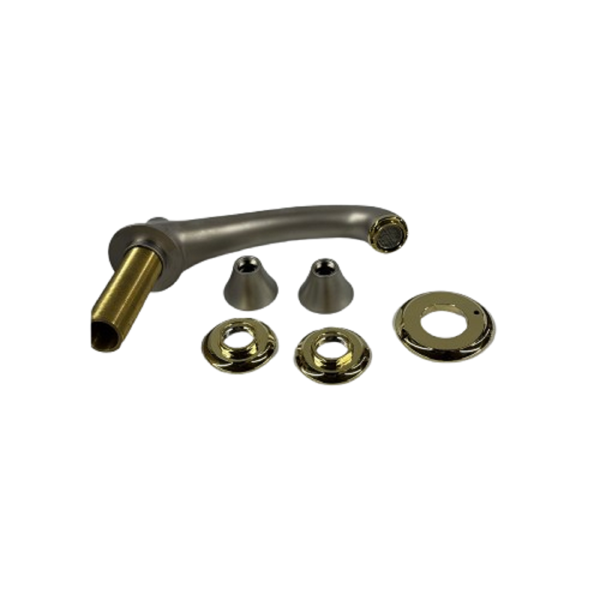 Deck Mounted Seabury Roman Tub Filler in Satin Nickel / Polished Brass Grohe 25055AR0 (Handles Sold Separately)
