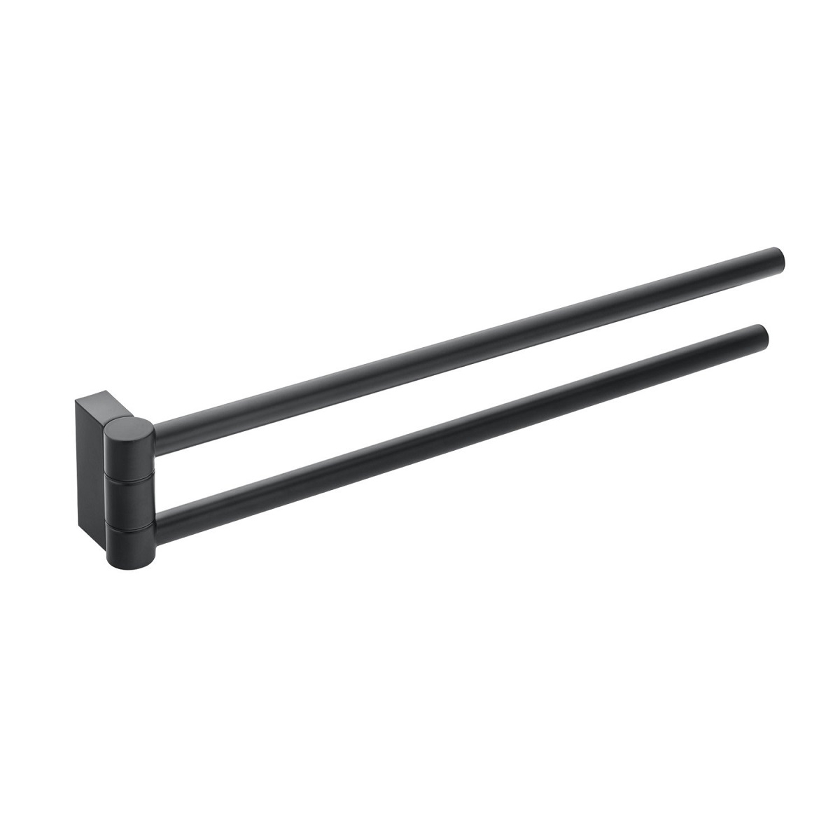 Cosmic WJC238A0075036 B&W 16.14" D X 2.95" W X 2.16" H ‎Wall Mounted Double Swivel Towel Rail in Matte Black