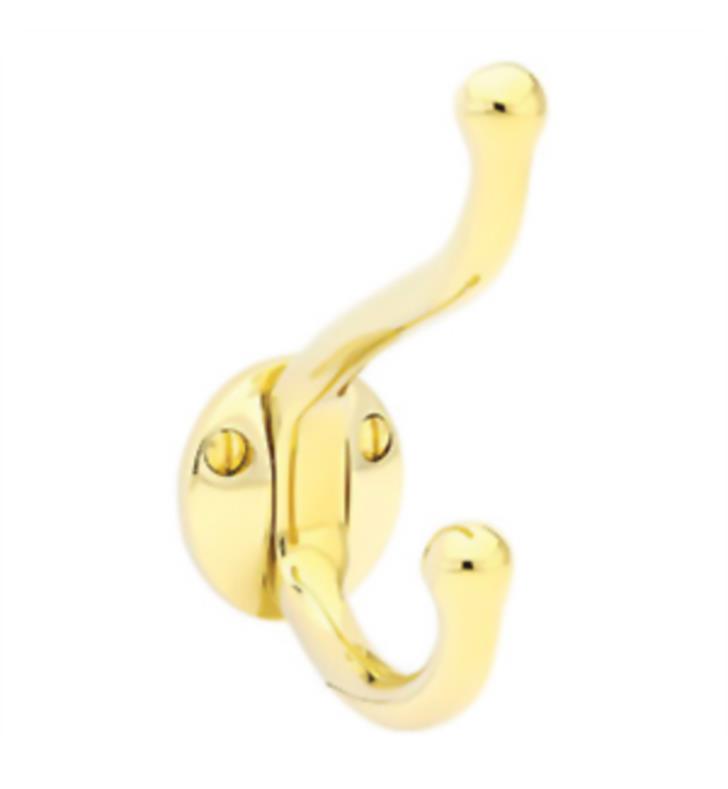 Emtek 2606-US3 1.5" Wall Mount Single Robe Hook in Polished Brass