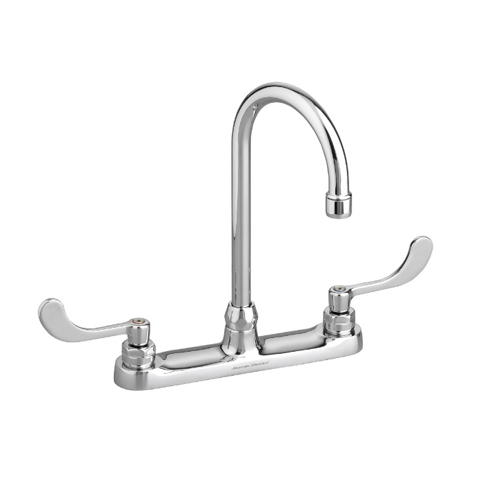 American Standard 6405170.002 Monterrey Top Mount Kitchen Faucet With Gooseneck Spout and Wrist Blade Handles 1.5 gpm/5.7 Lpf in Polished Chrome