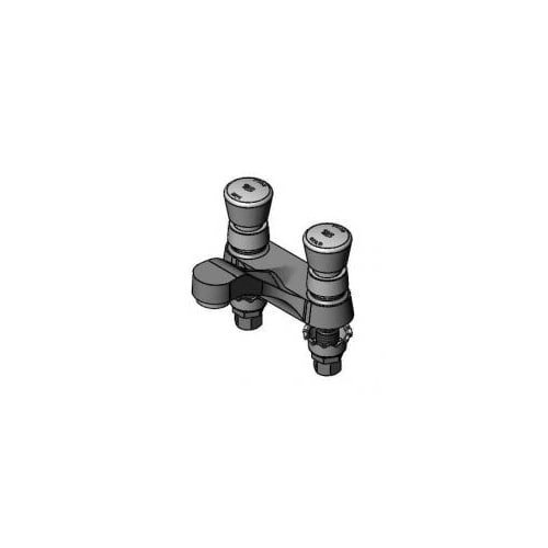 T&S Brass B-0837 Metering Faucet, Deck Mount, 4" Centers, Spout with Sprayface, Push Button Handles