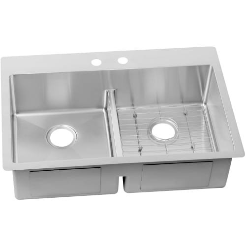 Elkay ECTSRA33229BG2 Crosstown Equal Double Bowl Dual Mount Stainless Steel Kitchen Sink Kit with Aqua Divide