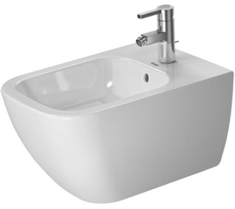 Duravit 2258150000 Happy D.2 21-1/4" W X 14-3/4" L X 15-3/4" H Wall Mounted Rectangular Horizontal Spray Bidet with Single Faucet Hole in Chrome