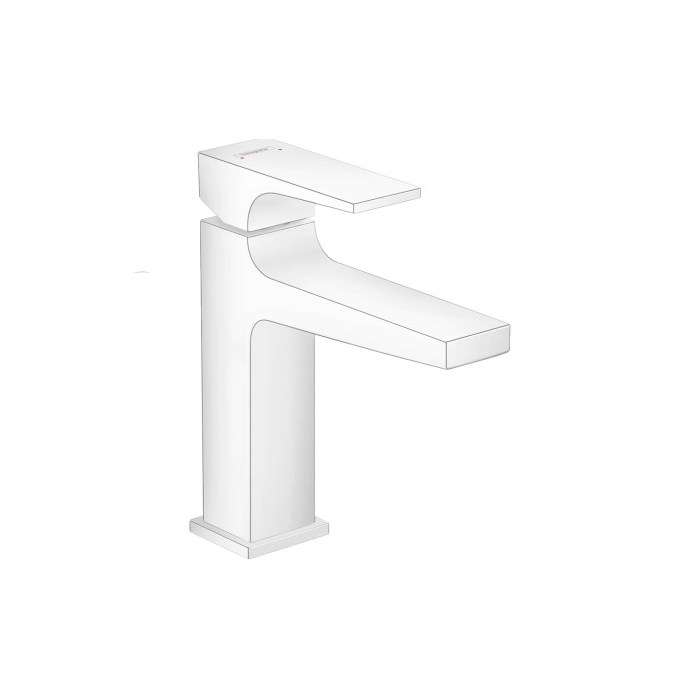 Hansgrohe 32506701 Metropol Single-Hole Faucet 110 with Lever Handle and Pop-Up Drain, 1.2 GPM in Matte White