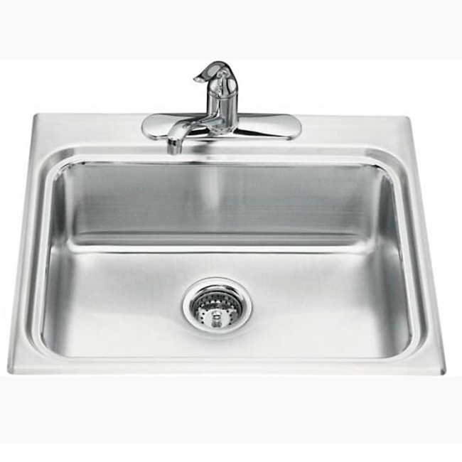 Kohler 3258-1-NA Ballad Single-basin self-rimming kitchen sink with single-hole faucet punching