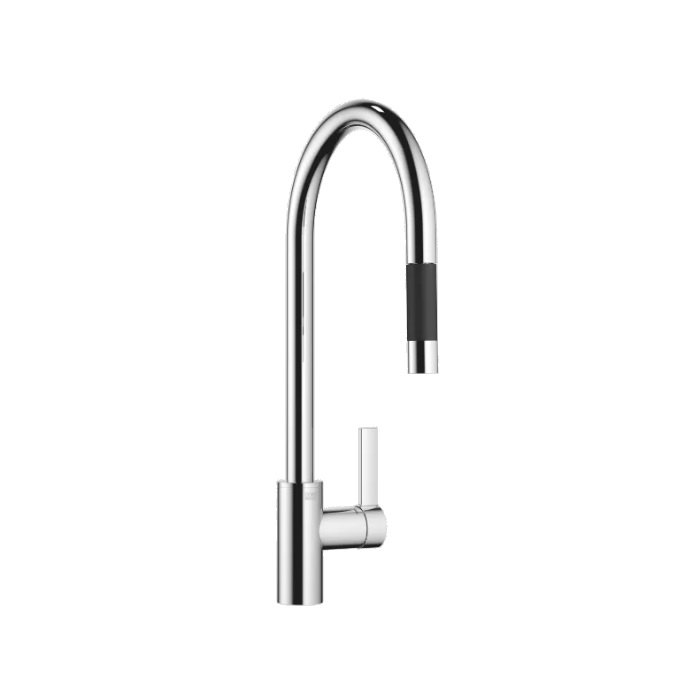 Dornbracht 33870875-000010 Tara Ultra 1.5 GPM Deck Mounted Single Lever Pull Down Kitchen Faucet with Spray Function in Polished Chrome