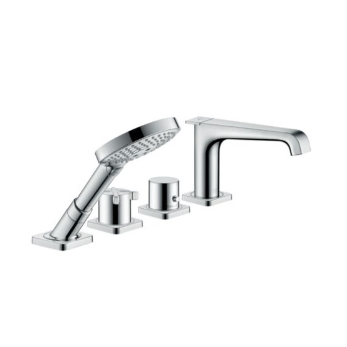 Hansgrohe 36411001 Citterio E 4-Hole Thermostatic Roman Tub Set Trim with 2.0 GPM Handshower in Chrome (Rough Sold Separately)