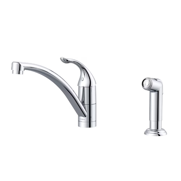 Gerber G0040012 Viper 1.75/2.2 GPM, 2-3/4" H X 11-1/4" W Single Handle Kitchen Faucet with Spray and Deck Plate Aeration/Spray in Polished Chrome