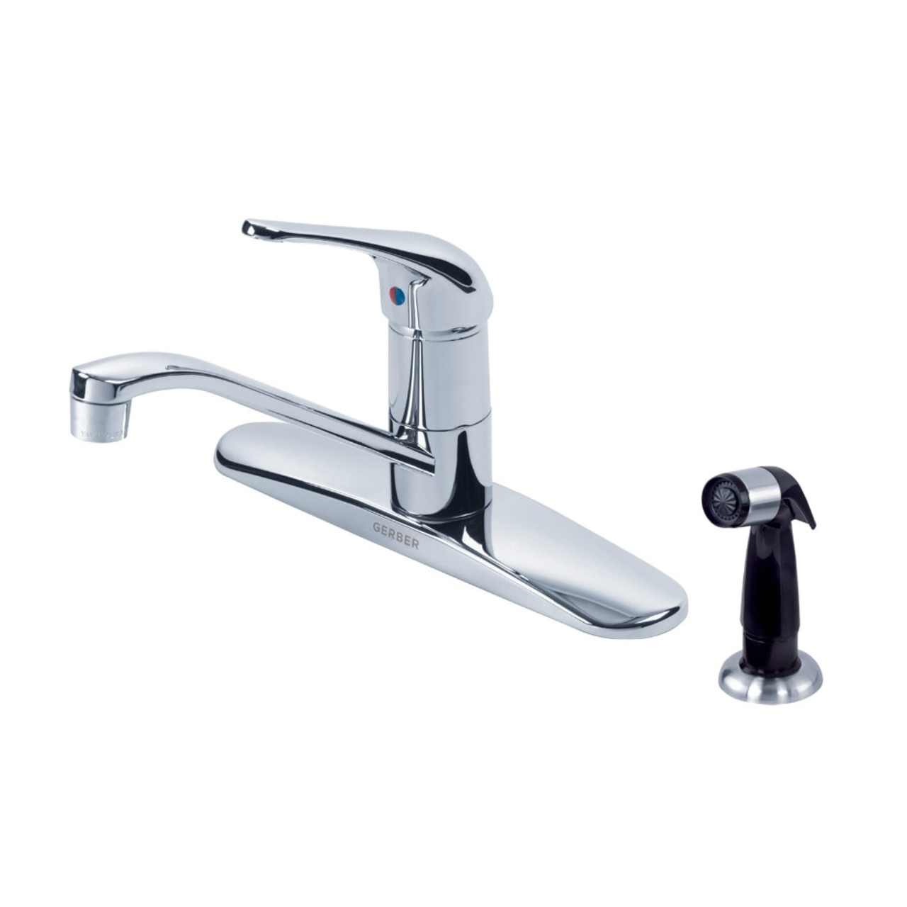 Gerber G0040212 Maxwell® Deck Mounted 1.75/2.2 GPM 4-Hole Single-Handle Kitchen Faucet with Spray Aeration in Chrome