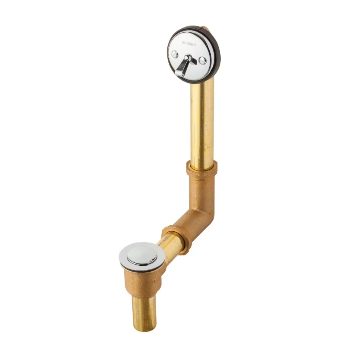 Gerber G0041806 Classics™ Pop-Up 20 Gauge All Drain in Shoe for Standard Tub with 1-1/2" Brass Tubing & Plated Zinc Nuts in Chrome