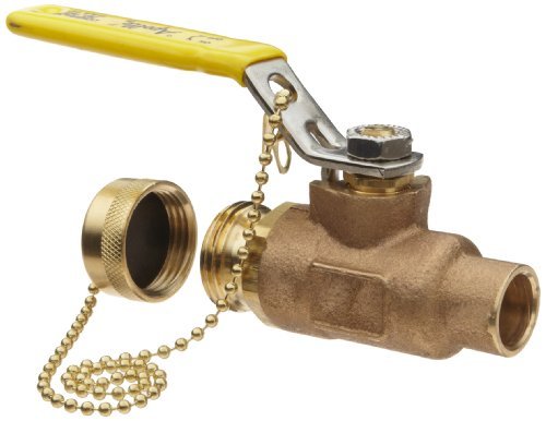 Apollo 70203HC Bronze Ball Valve, 2 PC, Lever Handle, 1/2" Solder End x 3/4" Hose