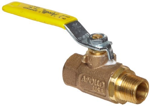 Apollo 7080101 Bronze Ball Valve, 2 PC, Lever Handle, 1/4" NPT Male x NPT Female