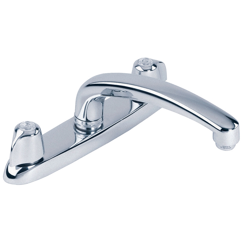 Gerber G0742116G 2H KITCHEN FAUCET, METAL FLUTED HANDLE, CASTING SPOUT & BODY, LESS SPRAY, DECK MOUNT